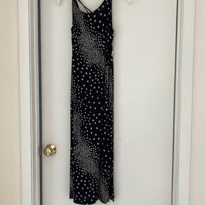 Cream and Black dot dress with criss-cross back